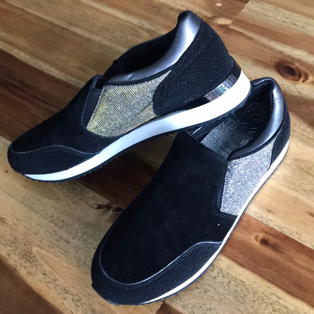 Karl Lagerfeld Paris Giselle black suede sneakers